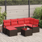 Set di divani con cuscino 7 pcs Marrone e Rosso polyrattan 3355133