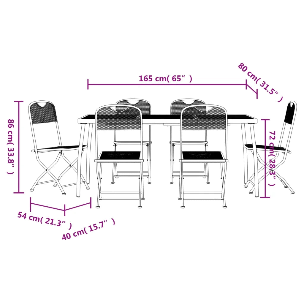 Set da Pranzo da Giardino 7pz | Set Salotto da Giardino Antracite in Rete Metallica