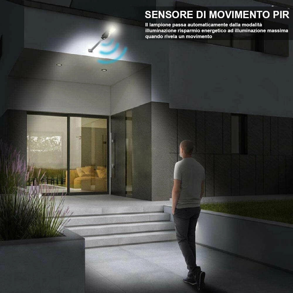 Trade Shop - Lampione Stradale Faro Led 30w Solare Luce Esterno Sensore Movimento Telecomando -