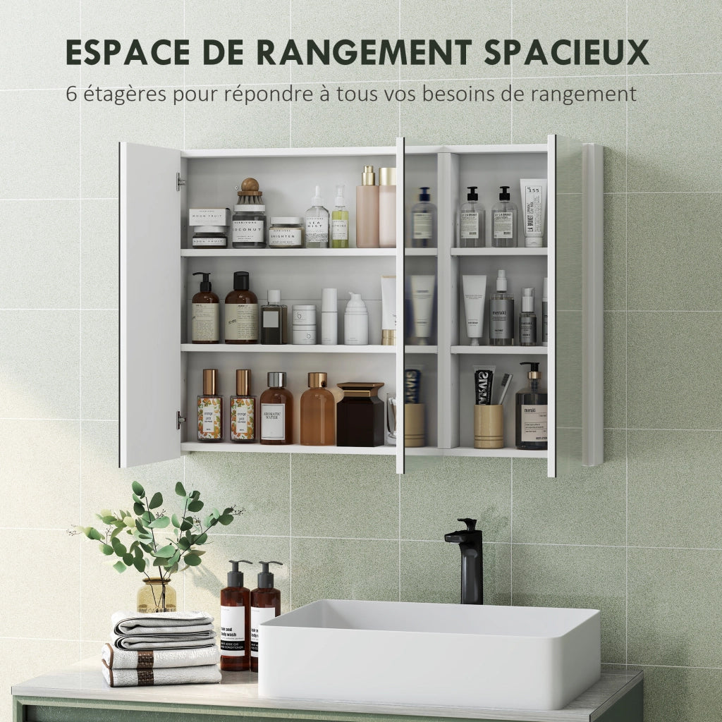 Armadio da bagno con specchio ¨C zephmum ¨C bianco 91.5x11.5x65cm