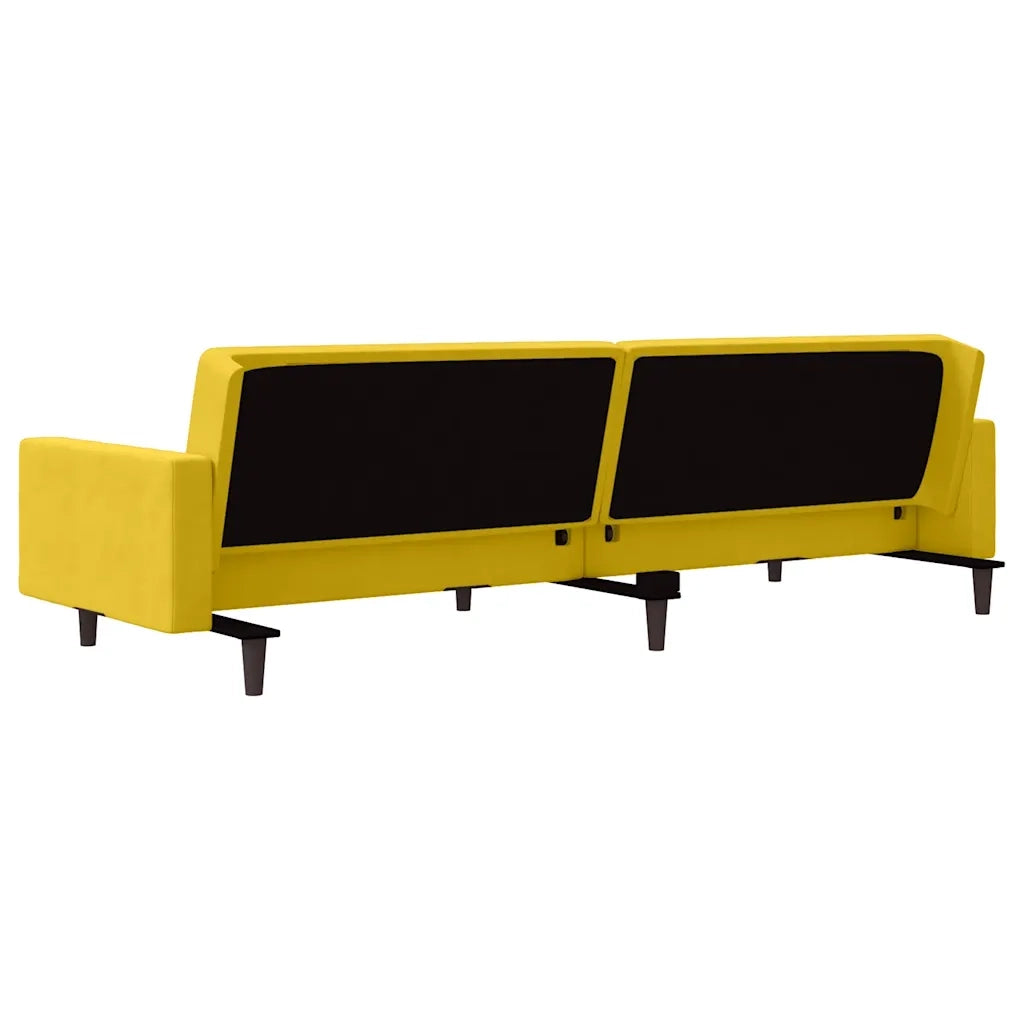 Divano letto | Sof¨¤ letto | Letto singolo a 2 Posti con 2 Cuscini Giallo in Velluto