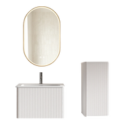 Mobile da bagno con specchio LED e mobile laterale - per bagno - bianco