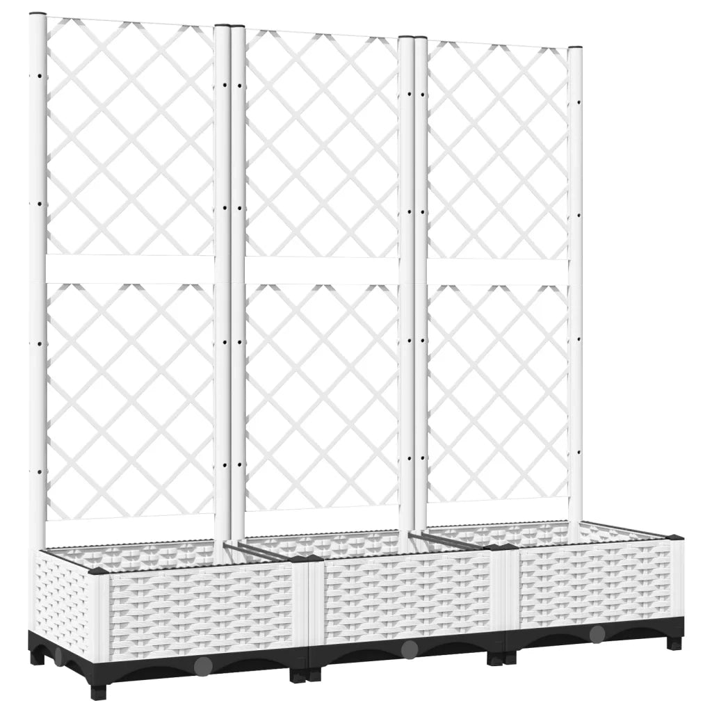 Fioriera da giardino con traliccio-Vaso da Esterno-Vaso con Griglia bianca 120x40x121,5 cm PP