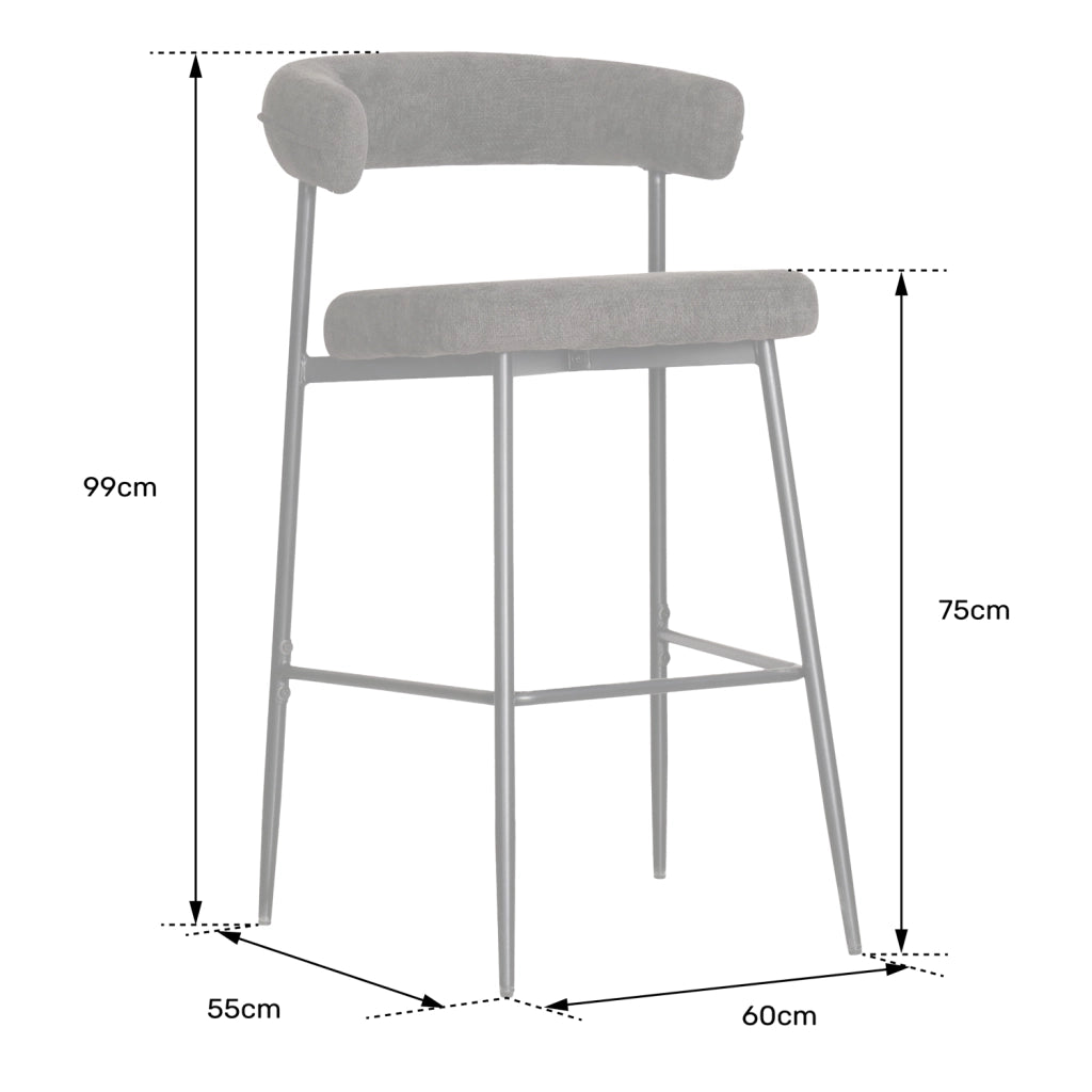 Set di 2 sgabelli da bar in tessuto beige THEA