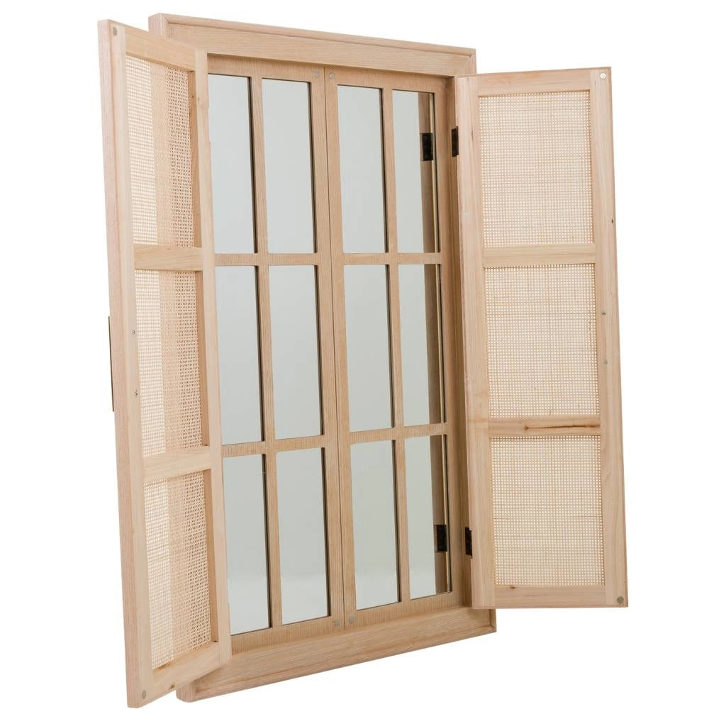 Specchio in MDF e griglia, marrone, 73,5x5x118 cm