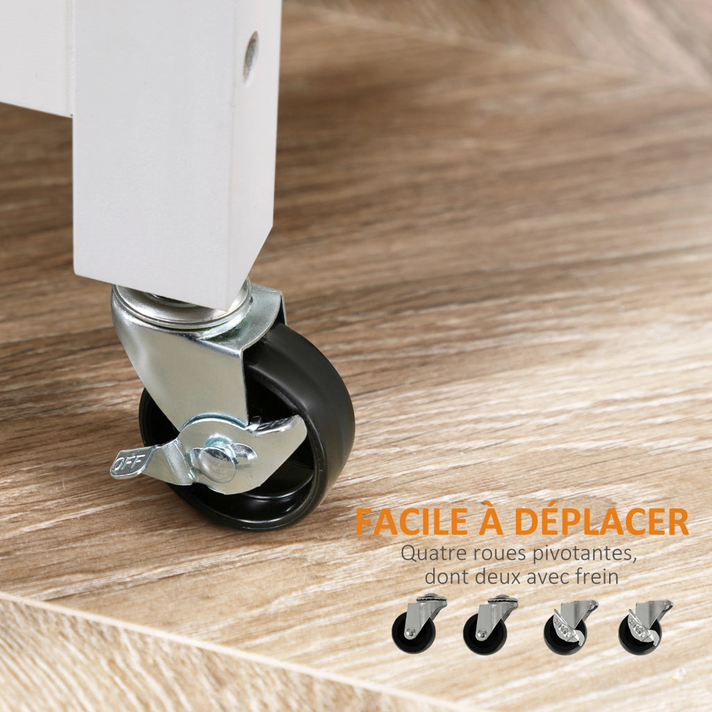 Carrello da cucina con cassetto e ripiani ¨C Minimal ¨C Bianco acciaio inox MDF