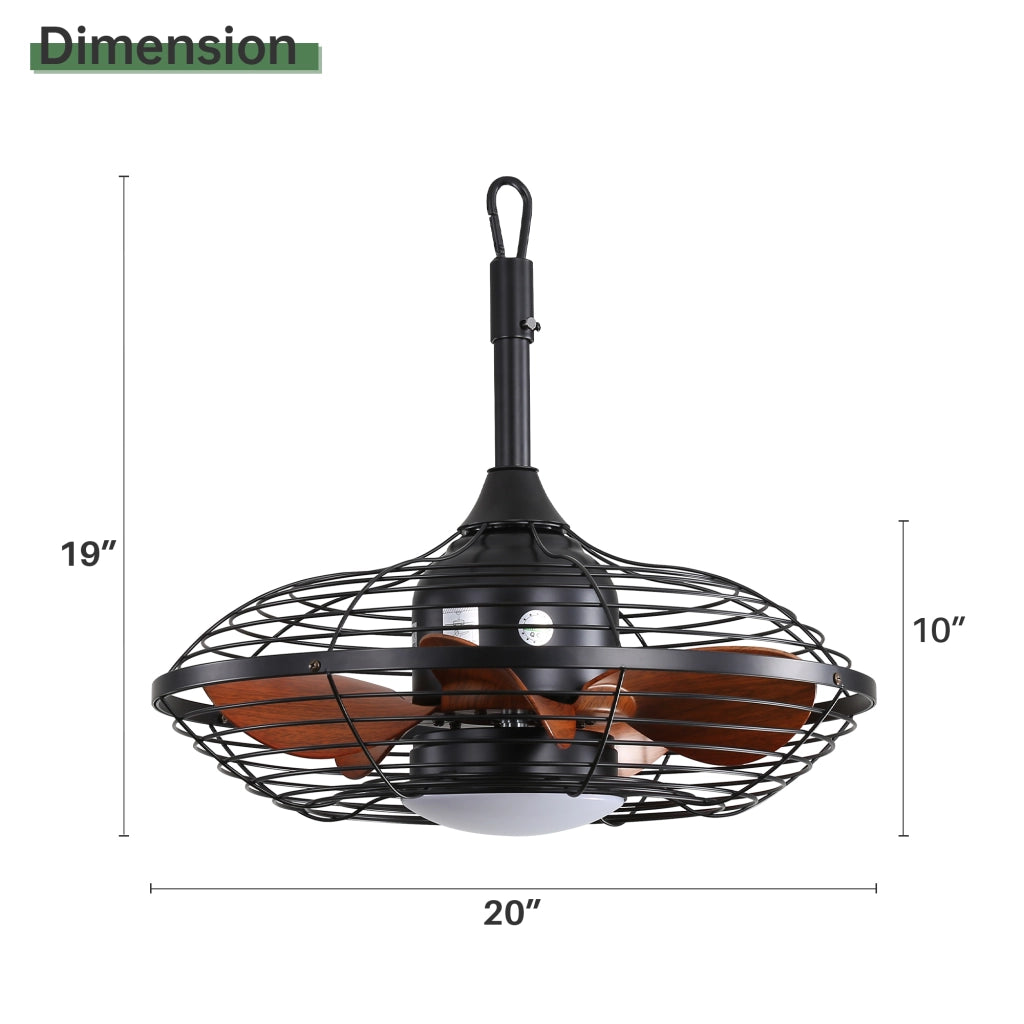 Ventilatore da soffitto con luce e telecomando; motore DC reversibile silenzioso; nero; per interni ed esterni