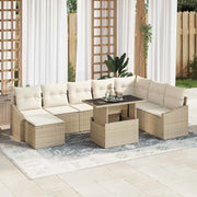 Set di divani con cuscino 9 pcs Beige e Crema polyrattan 3349057