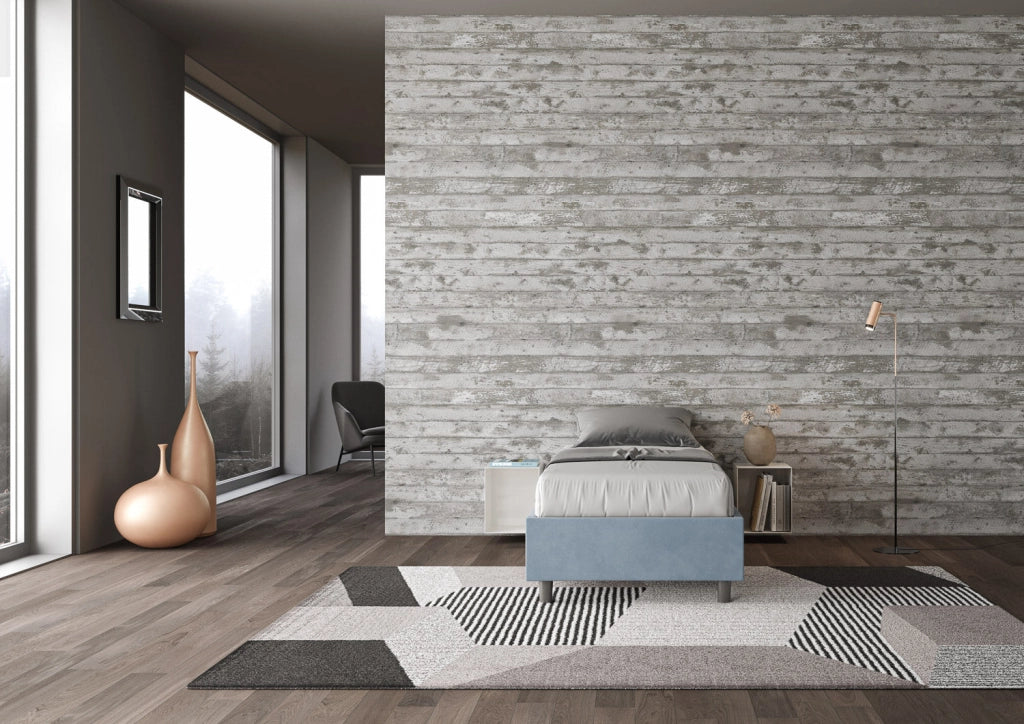 Letto 1 Piazza e Mezzo Sommier 130x210 cm con Rete Azelia Azzurro