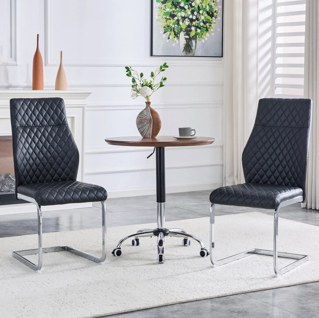 Set 2 sedie da pranzo ULEVR con schienale alto, imbottitura da 5 cm e rivestimento in similpelle nero