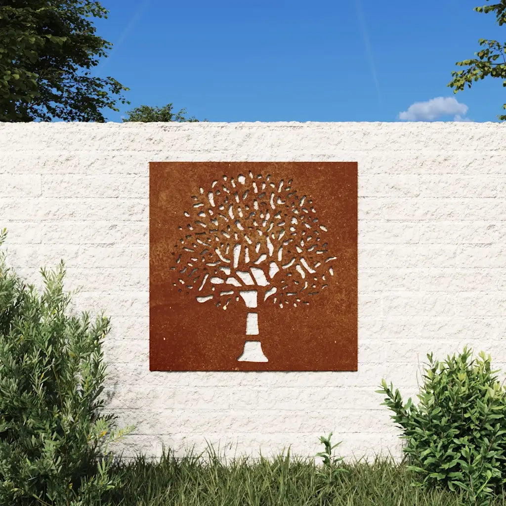Decorazione Muro da Giardino 55x55 cm Albero in Acciaio Corten CFW4105543