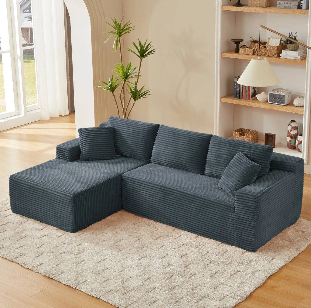 Divano modulare ad angolo a forma di L con schiuma memory e chaise longue oversize