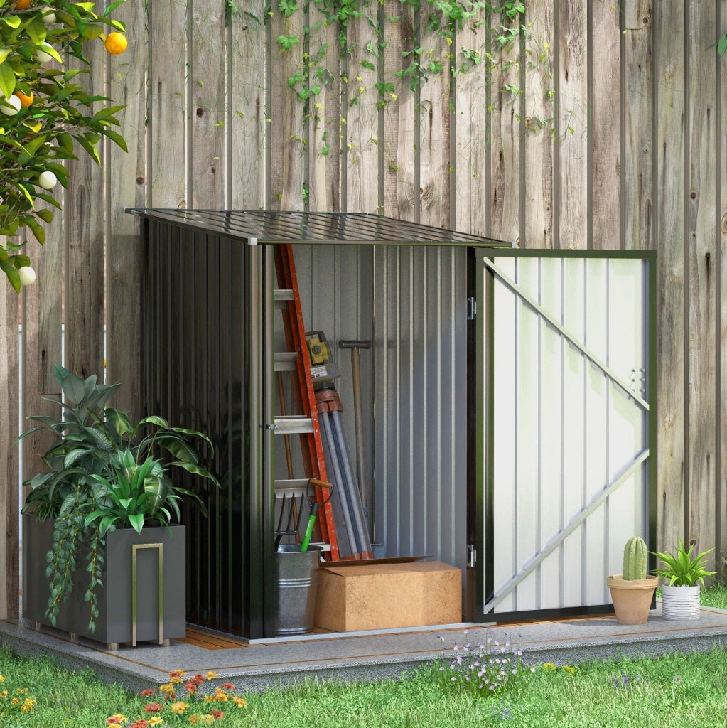 Casetta da giardino in acciaio con porta richiudibile 100 x 103 x 160 cm grigio scuro