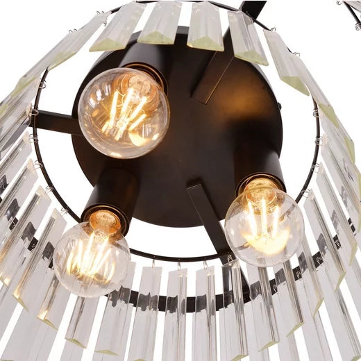 ZMH Lampada da soffitto nera moderna in cristallo E27 per soggiorno cucina ufficio