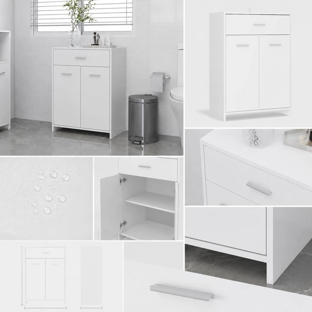 Bathroom Cabinet, White, 60x33x80 Cm, Wood-based Material