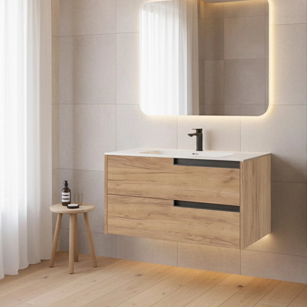 Mobile bagno sospeso Modular colore rovere miele con cassetti 80x45x50H