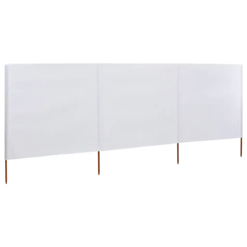 Paravento a 3 Pannelli in Tessuto 400x120cm Bianco 44539