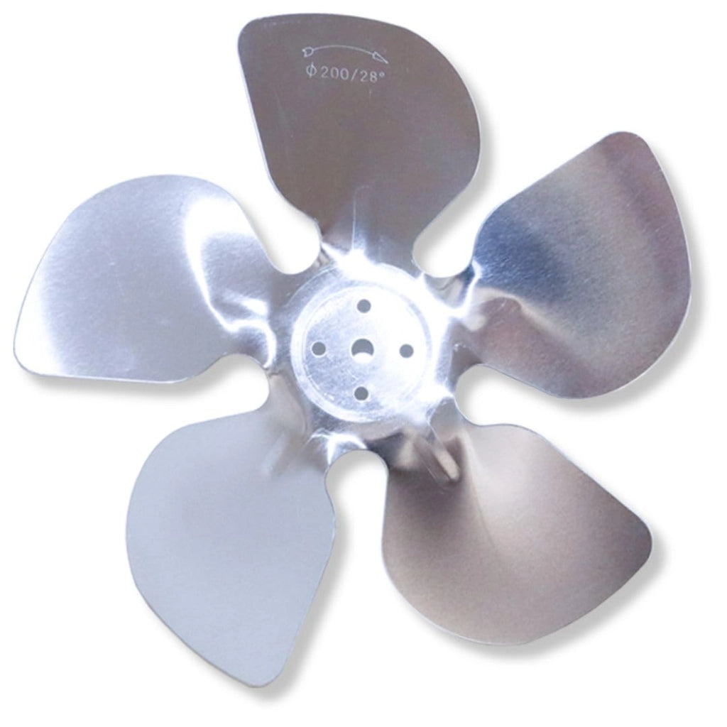 Pale del ventilatore in alluminio, diametro 200 mm, 5 pale, inclinazione di 28°