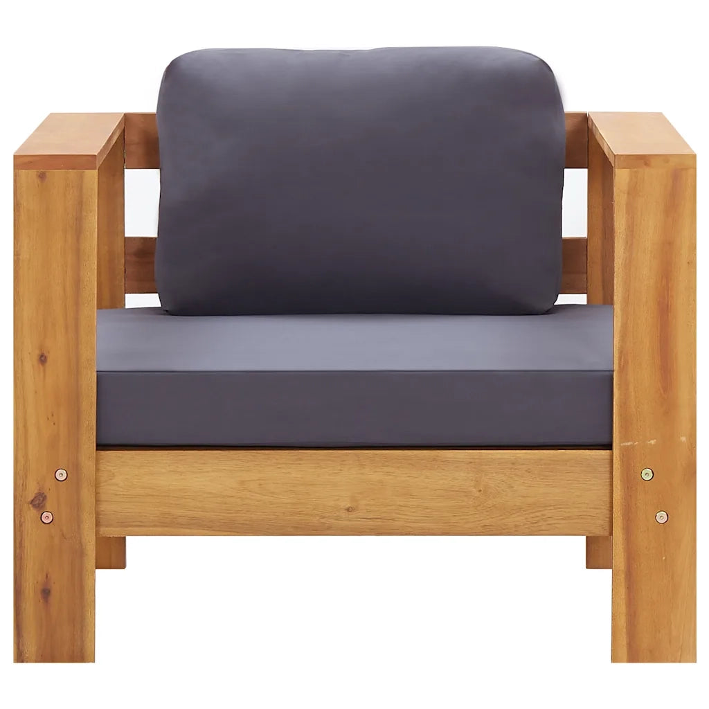 Sedia da Giardino con Cuscino Grigio Scuro in Legno di Acacia 47275