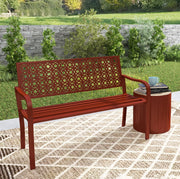 Panchina da giardino 127x63x85 cm rossa in acciaio; 2 posti con braccioli