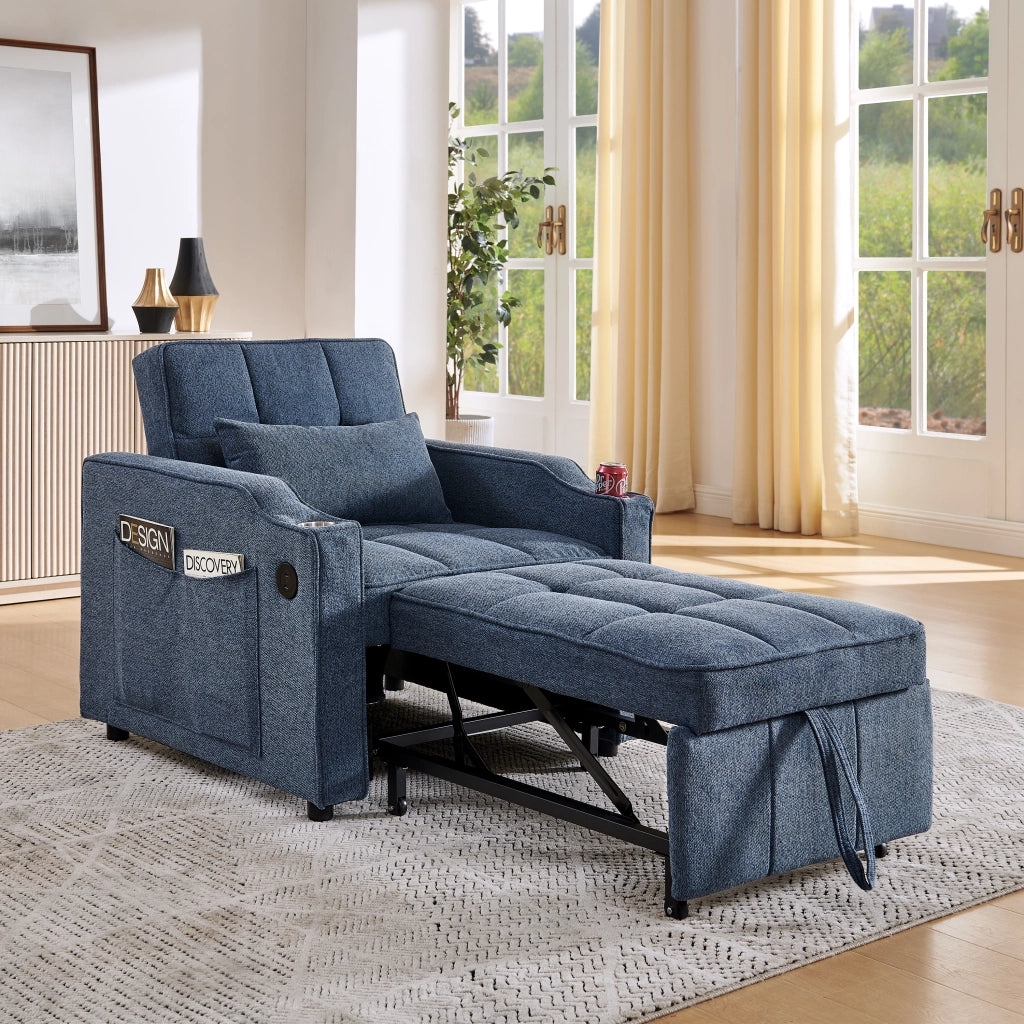 Divano Letto 3 in 1 con USB ¨C Xylo ¨C Blu Navy, Trasformabile