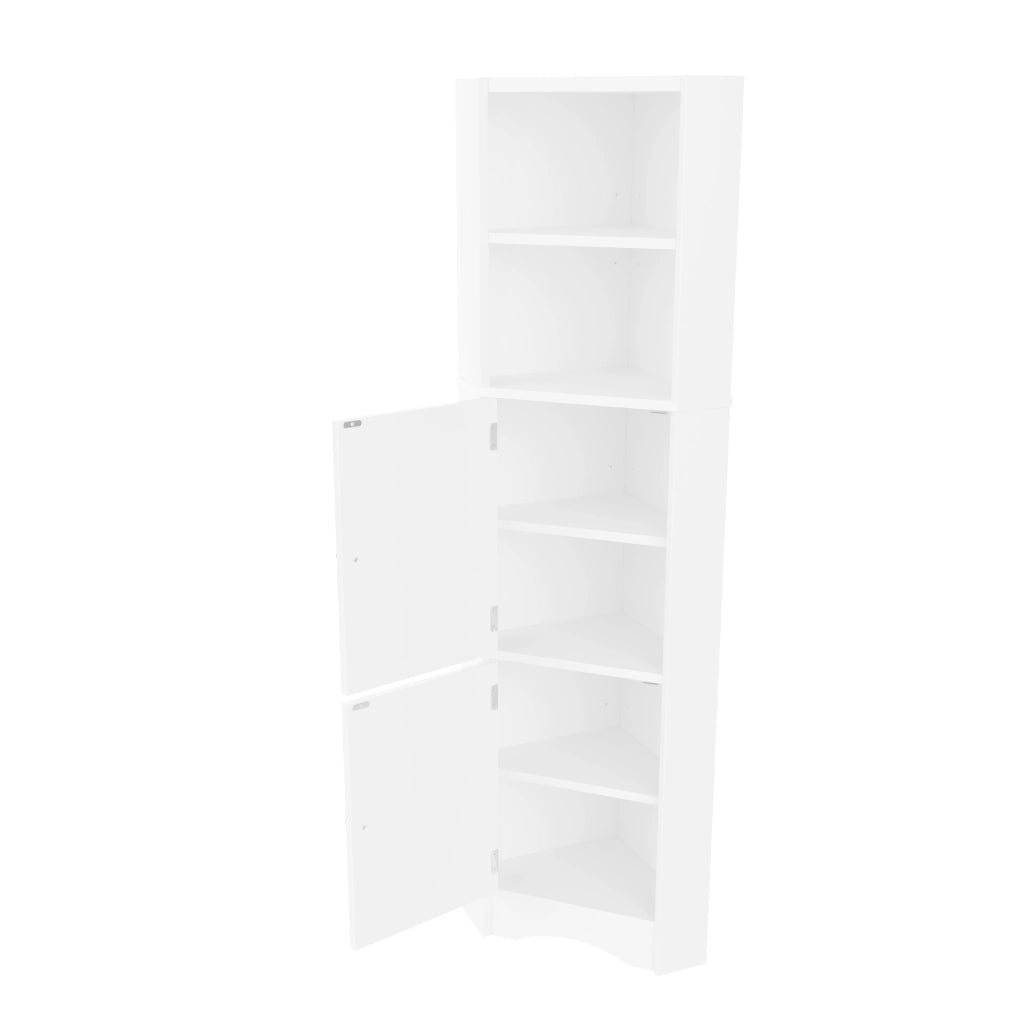 Mobile bagno angolare triangolare 51,7x32x155,4 cm in MDF bianco