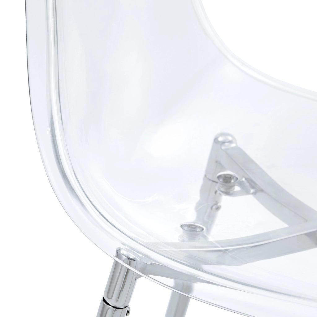 SGABELLO da bar moderno 68,5x48x47 cm plastica trasparente e metallo argento