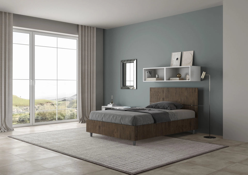 BS COM Letto una piazza e mezza senza rete 120x190 testata dritta noce