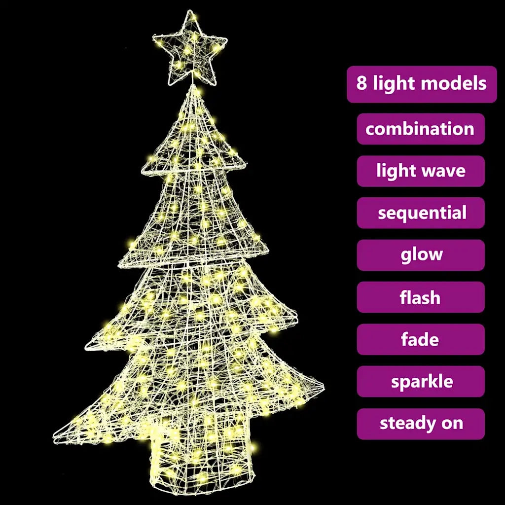 Albero di Natale con 100 LED-Luci decorative natalizie Bianco caldo 120 cm Acrilico 561698