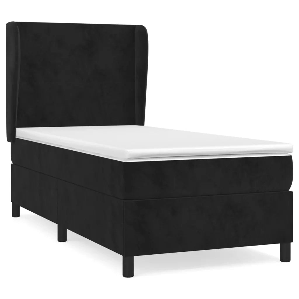 Giroletto a Molle con Materasso-Struttura Letto Nero 80x200 cm in Velluto 739938