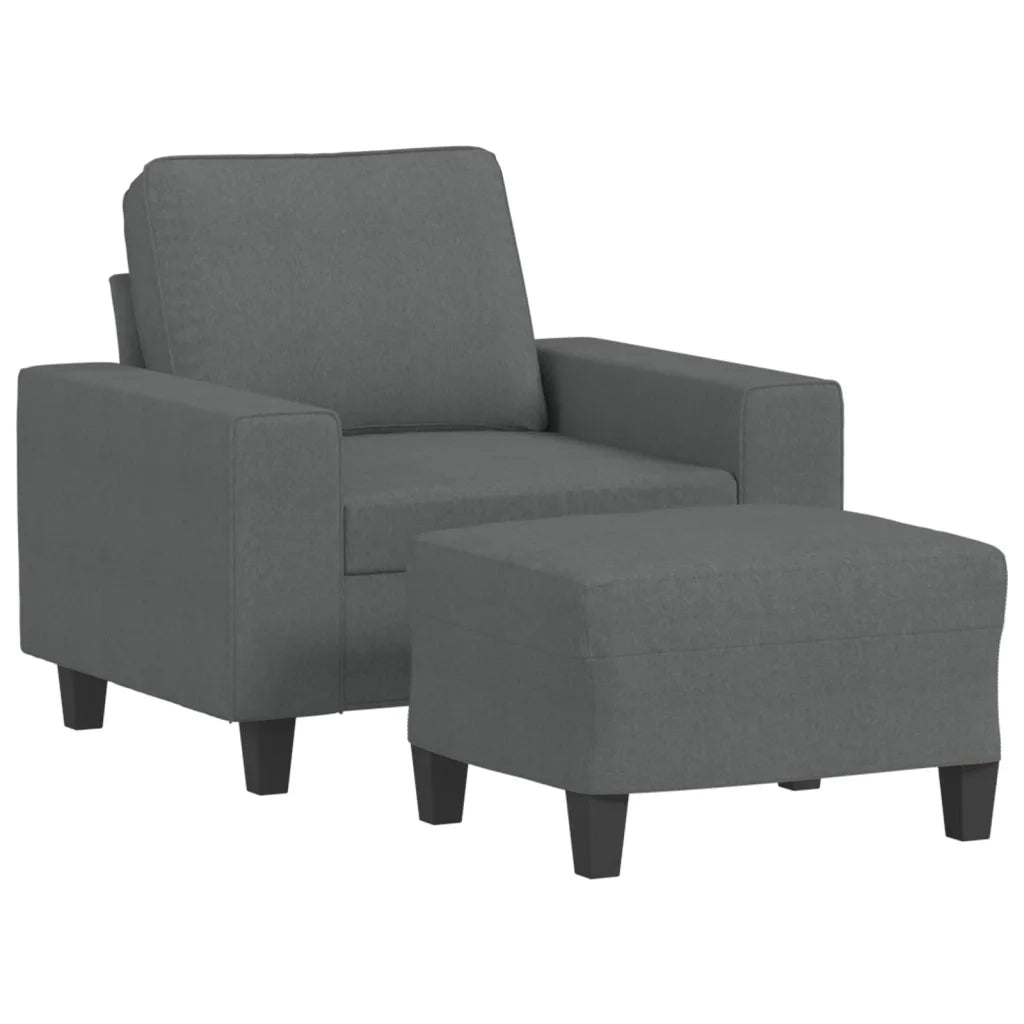 Poltrona | Sedia Relax con Poggiapiedi Grigio Scuro 60 cm in Tessuto