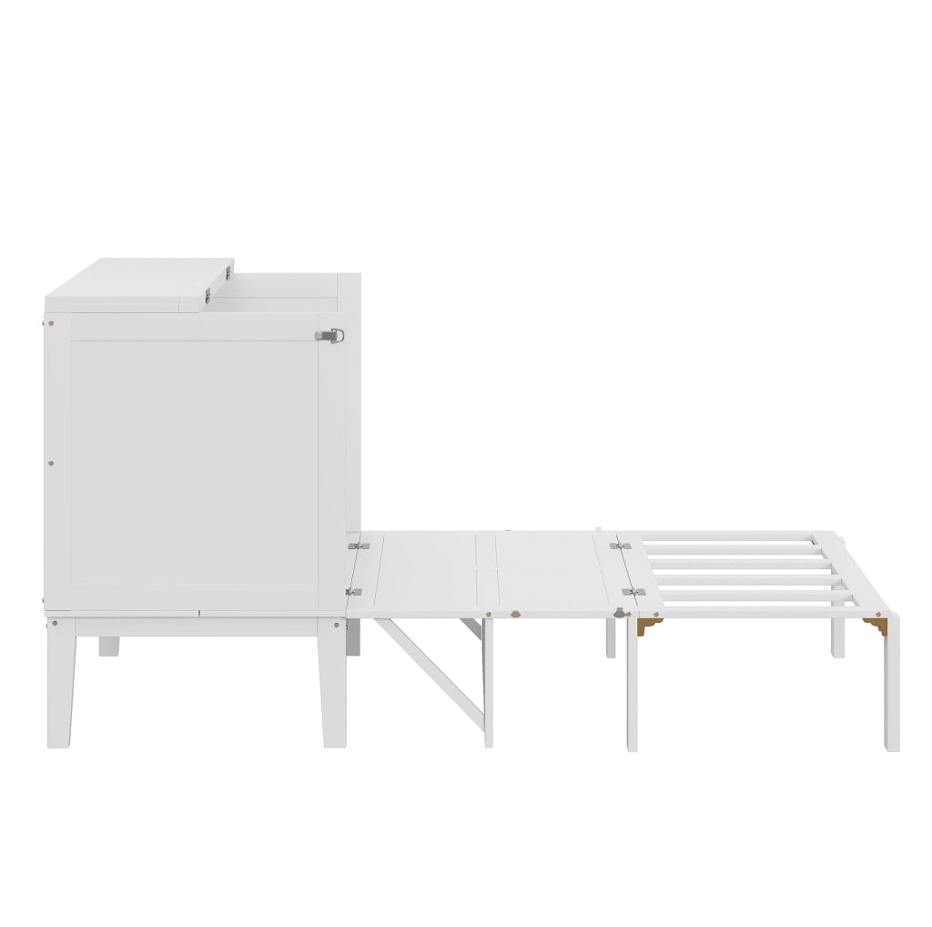 Letto pieghevole verticale 90x200 cm modulare in MDF e metallo bianco