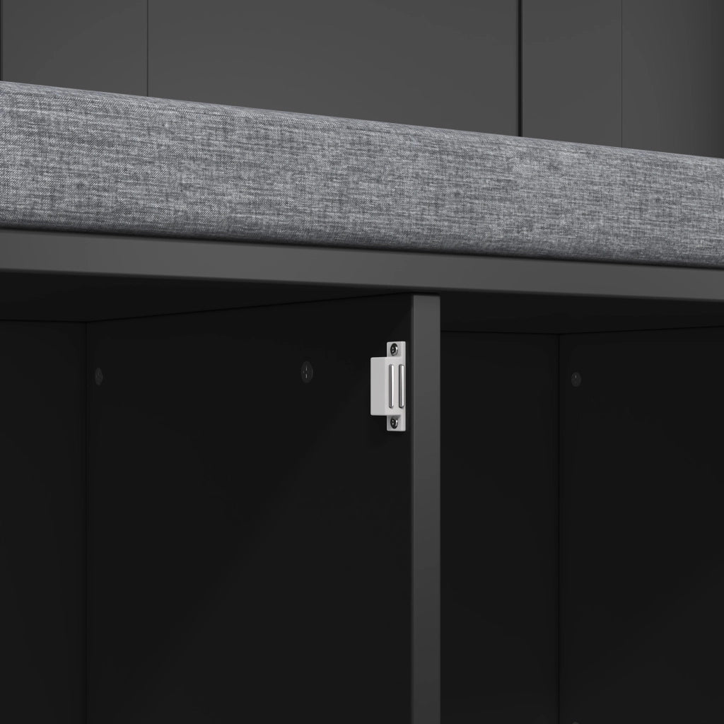 Appendiabiti con panca e scarpiera 120x40x191 cm; 6 ganci; truciolare nero