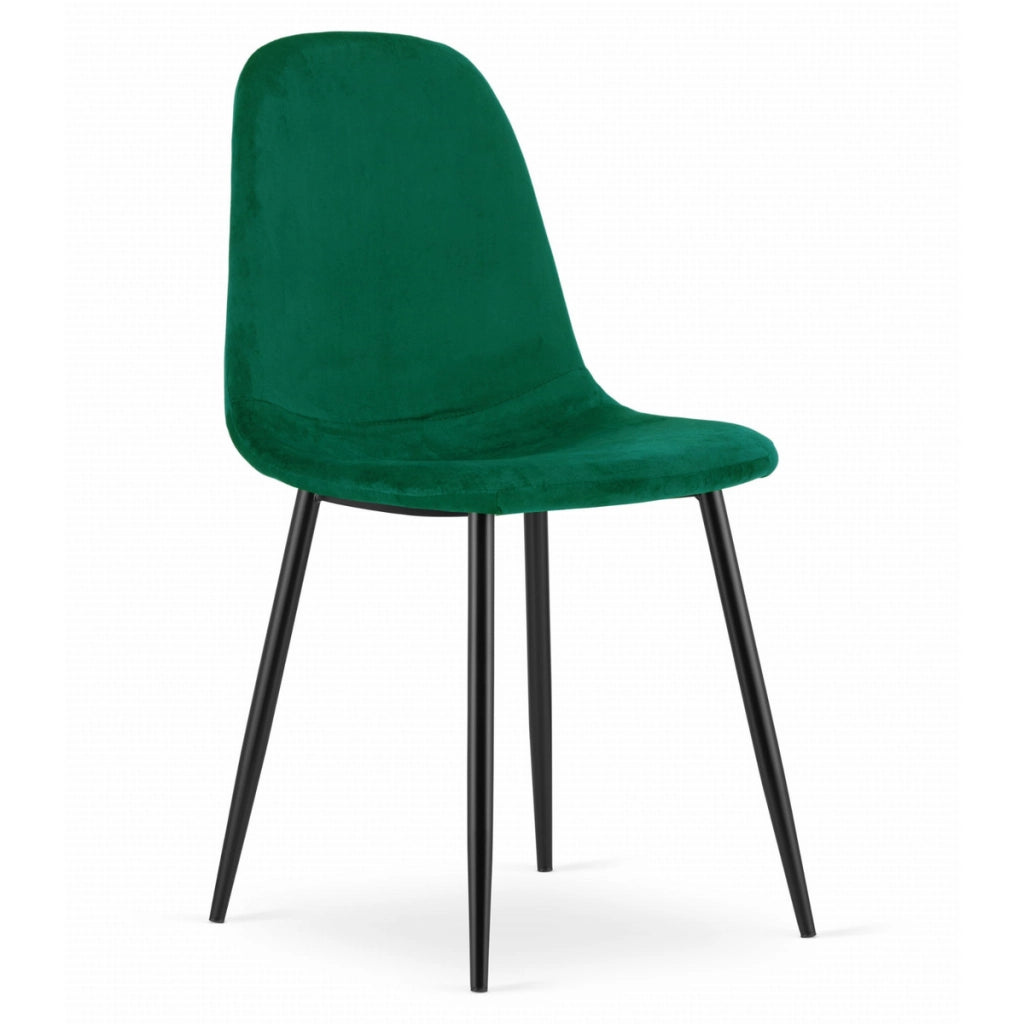 Sedia Como in velluto verde bosco con gambe nere
