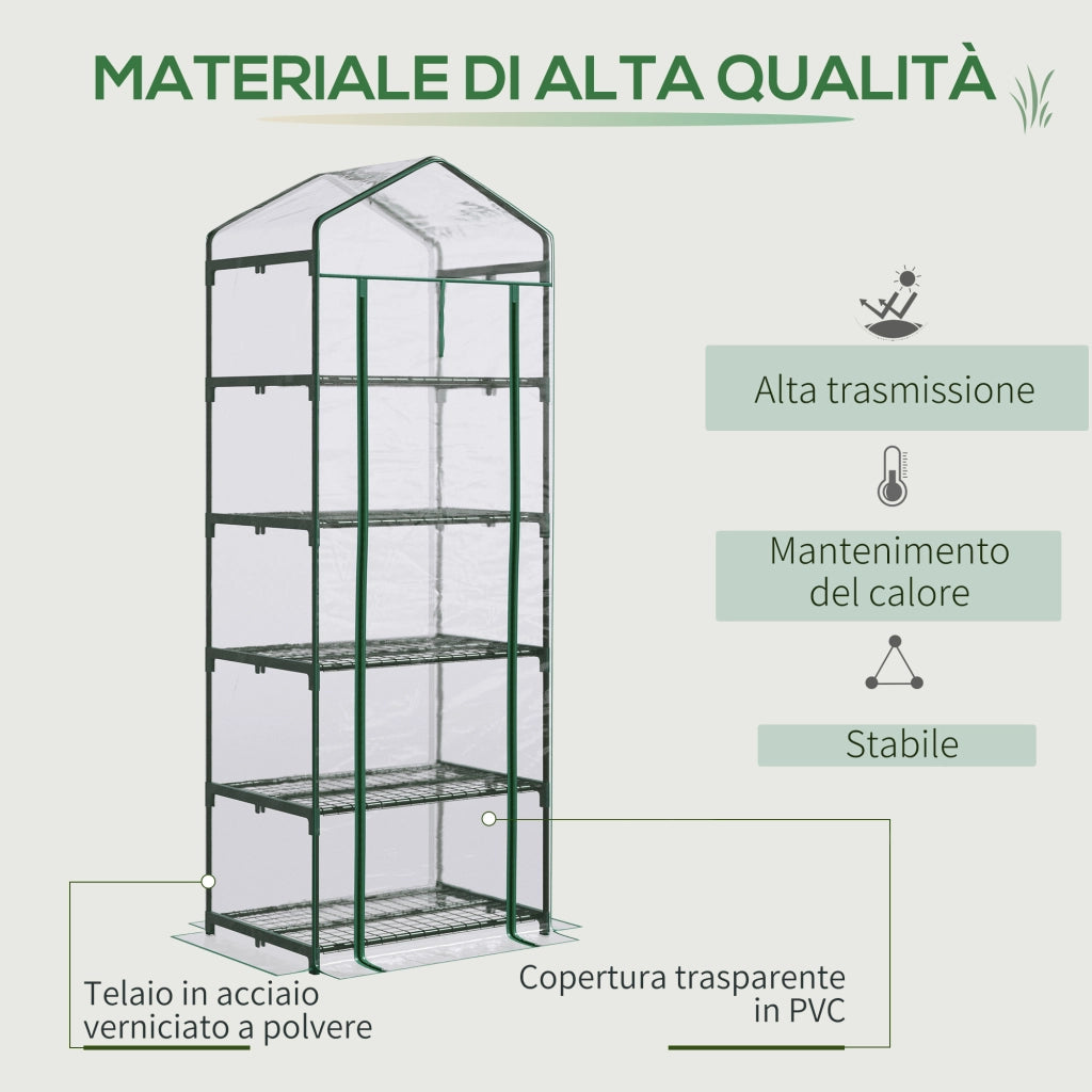 Serra da Giardino 5 Ripiani ¨C Minimal ¨C Verde 69x49x193 cm