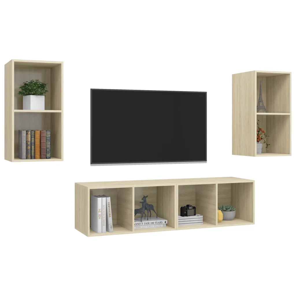 Mobile TV a Parete 4 pz | Armadietto TV | Mobile Porta TV Rovere Sonoma in Truciolato
