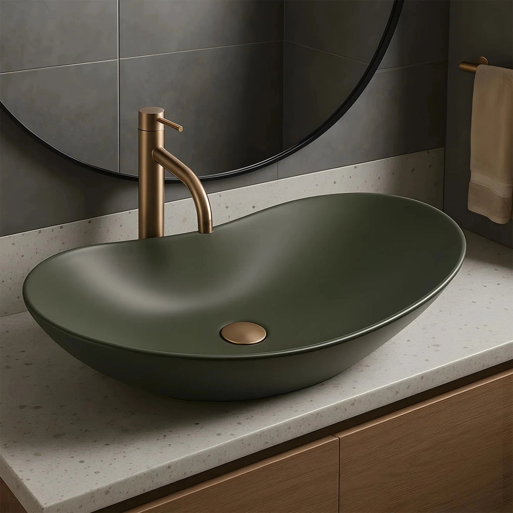 Lavabo Da Appoggio Rea Royal Olive Matt