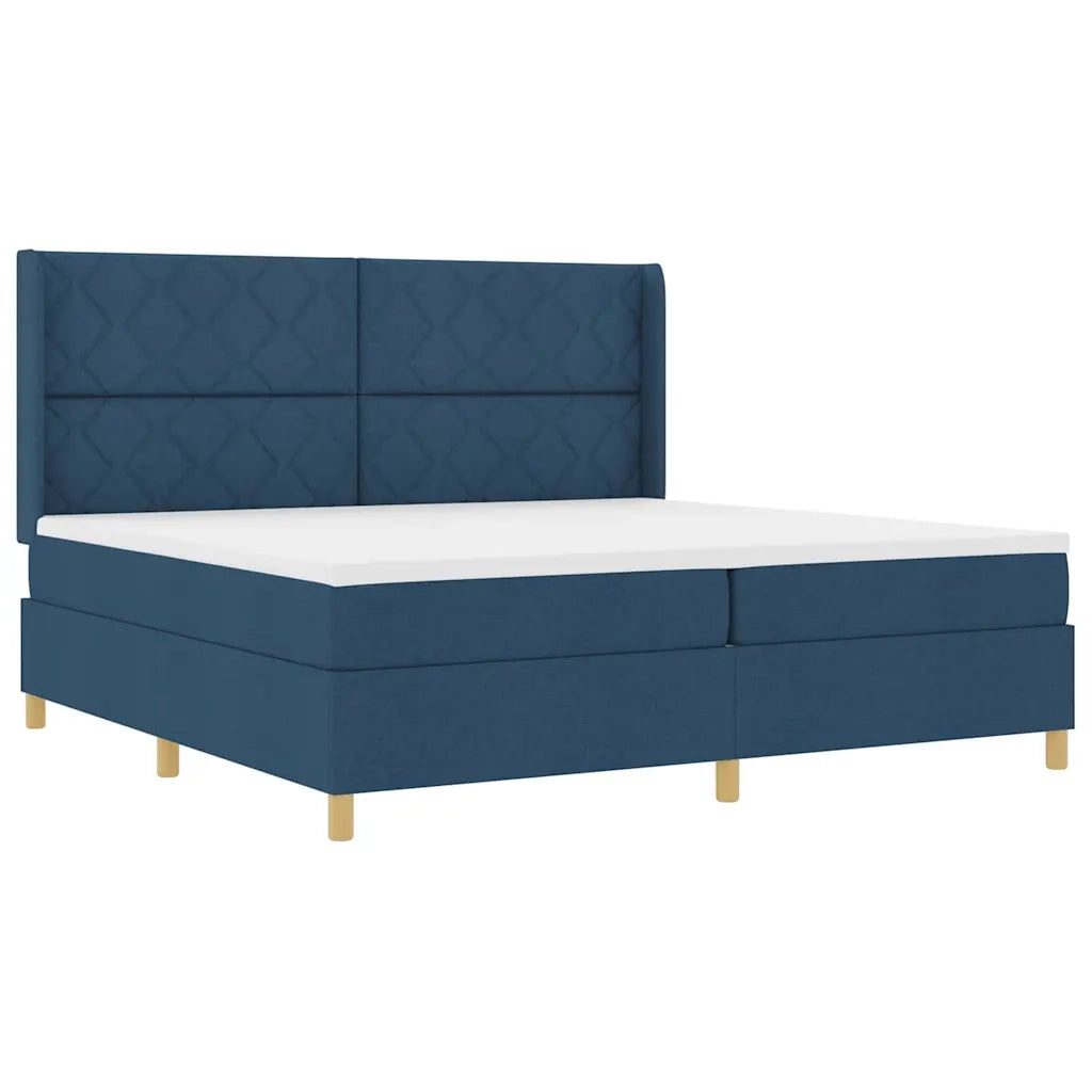 Letto a molle con materasso Blu 200 x 200 cm Tessuto