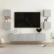 Set di Mobili Porta TV 6 pz-Set di 6 Credenza per TV Grigio Cemento in Legno Multistrato 542417