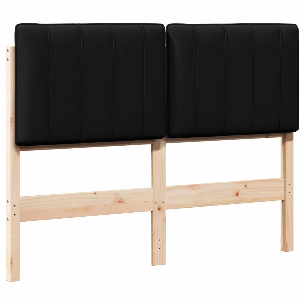 Testiera imbottita Marrone e Nero 120 cm Pino massello 880190