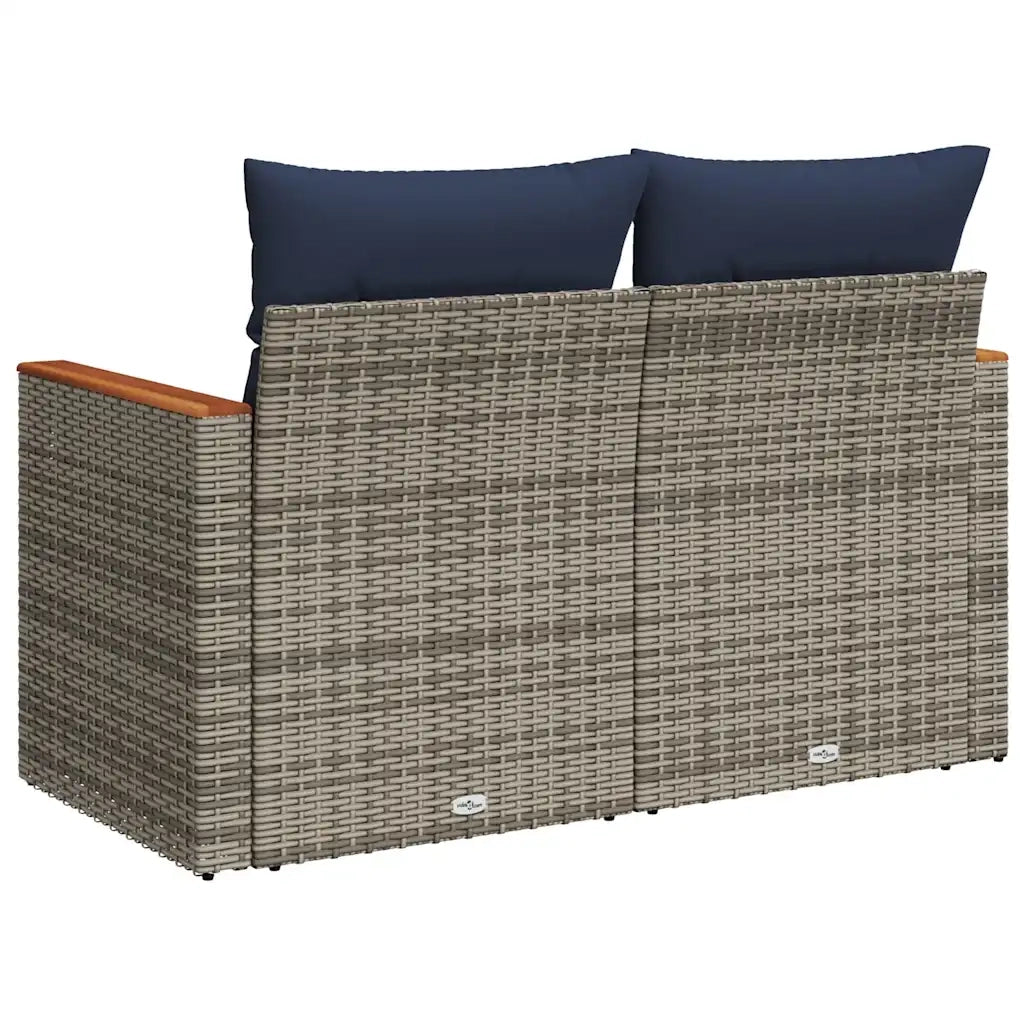 Divano da giardino con cuscini a 2 posti grigio in polyrattan 366159
