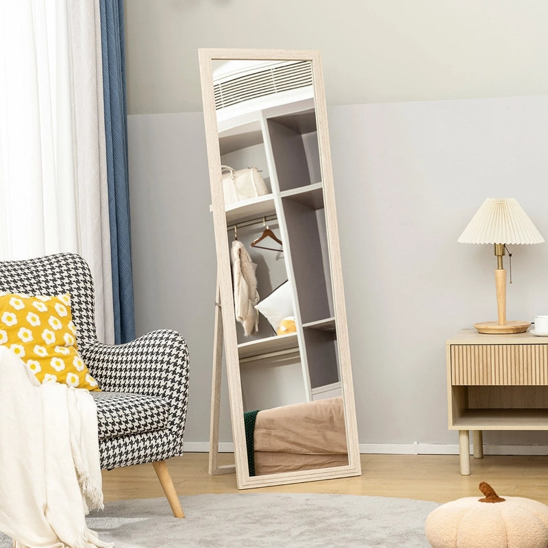 Specchio intero 160 x 50 cm, design rettangolare con cornice, bianco