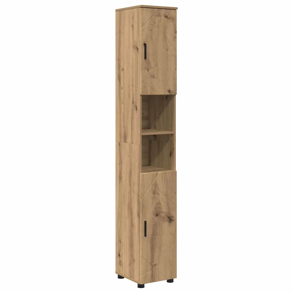 Set di mobili per il bagno con porta 5 pcs Rovere artigianale 3393002