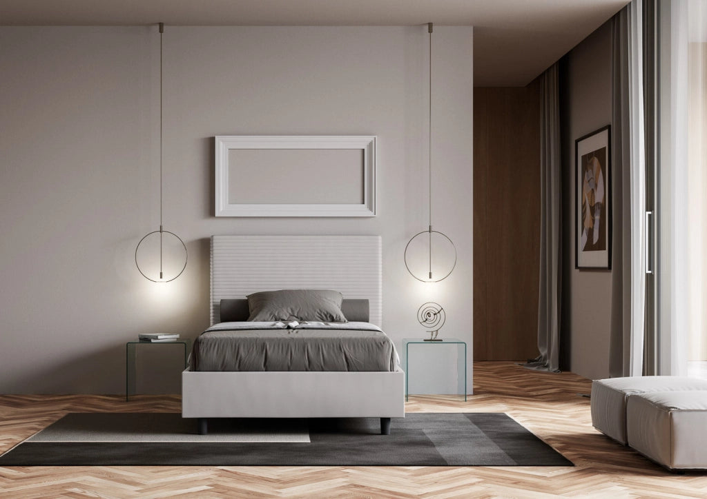 Letto 1 Piazza e Mezzo 120x190 cm con Rete Focus Bianco