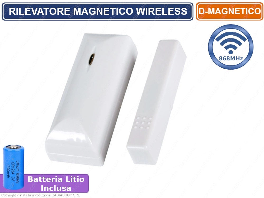 RILEVATORE SENSORE MAGNETICO PORTE FINESTRE WIRELESS E CABLATO 868 MHZ BIANCO