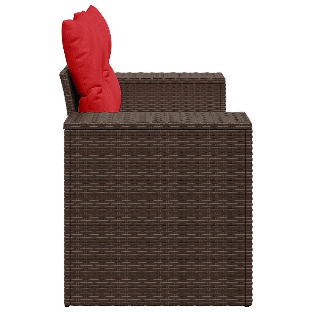 Divano da giardino con cuscini a 2 posti marrone in polyrattan 366237