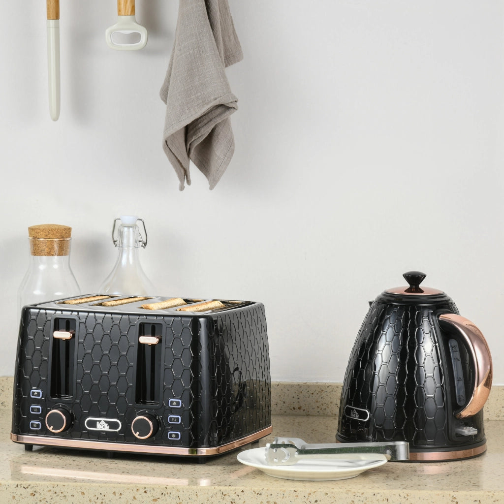 Set Cucina 2 in 1 ¨C Minimal ¨C Nero, Plastica, Toaster e Bollitore