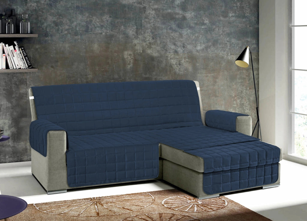 Copridivano Per Divani Con Penisola Modello Join Colore Blu - 190 cm - Blu