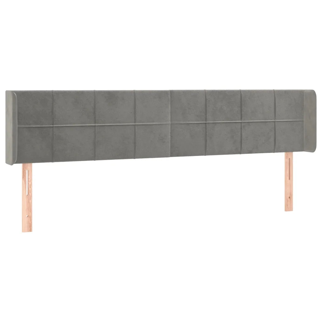 Testiera | Testata ad Orecchio Grigio Chiaro 203x16x78/88 cm in Velluto