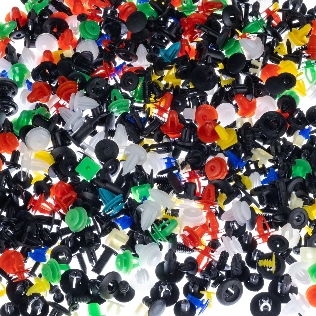 Set di Rivetti Universali per Auto Rosfix – 1000 Pezzi | Materiale Plastico, Multicolore, Lunghezza 1-4 cm